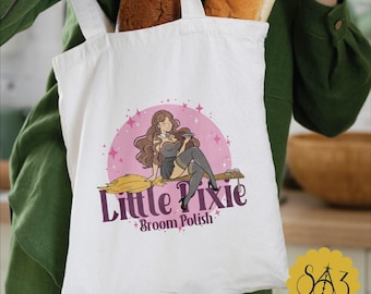 Little Pixie Broom Polish Dramione Tote Bag, Fanfic Lovers Merch, Funny Fanfiction Gift, Reusable Canvas Tote, Meet Me In Dreamland