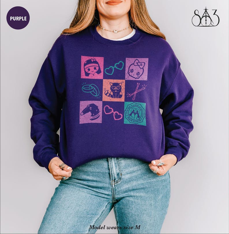 DMATMOOBIL Checkers, Dramione Shirt Sweater Crewneck Sweatshirt Pullover, Subtle Fanfic Lovers Merch, Fanfiction Gift, Funny Crookshanks Purple