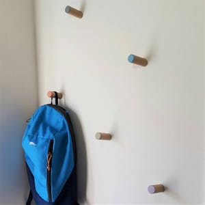 Coloured Oak Wood Floating Coat hook image 3