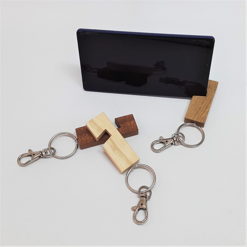 Handmade Wooden Smartphone Stand Keyring Etsy UK