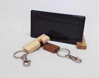 Handmade Wooden Smartphone Stand Keyring