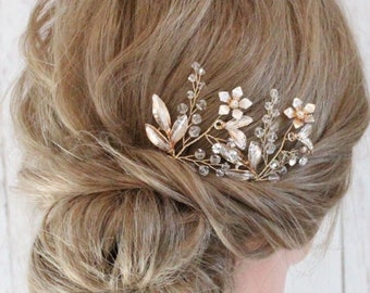 Rose gold flower bridal hair pin bride hair accessory wedding hair accessory Bridal hair pin gold wedding hair pin Rose gold Set of 2