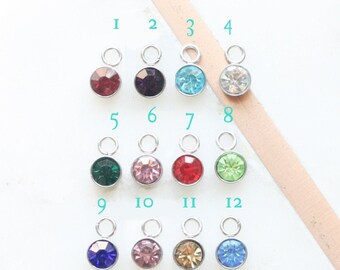 1 Crystal Rhinestone Birthstone Drop Charm 6mm Stainless Steel Birthday Birth Month Color DIY Jewelry Keychain Bracelet Bangle Pendant