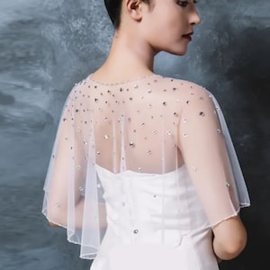 Wedding Dress Topper Bridal Bead Rhinestone Bolero Dress Overlay Wedding Dress Bolero Bridal Dress Cover ups Wedding Shoulder Cover Shawl