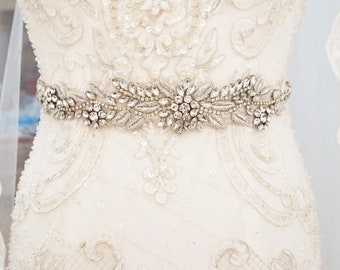 Bridal Sash Belt | Stunning Crystal Rhinestone Leaf Bridal Sash Belt, Wedding Belt ,Sash Belt