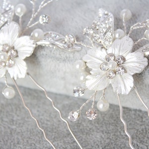 Silver, Rhinestone, Bridal hair accessory, Bridal hair pin, Wedding hair accessory, Rhinestone flower accessory image 4