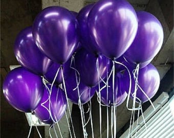 Ballons violets, ballons violets métalliques, ballons d’anniversaire, ballons, pourpre, 30cm, Pkt 12