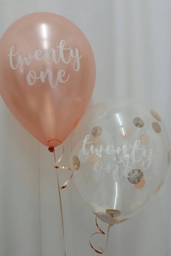 21st Rose Gold Balloons Clear 21st Balloons Confetti 21st | Etsy