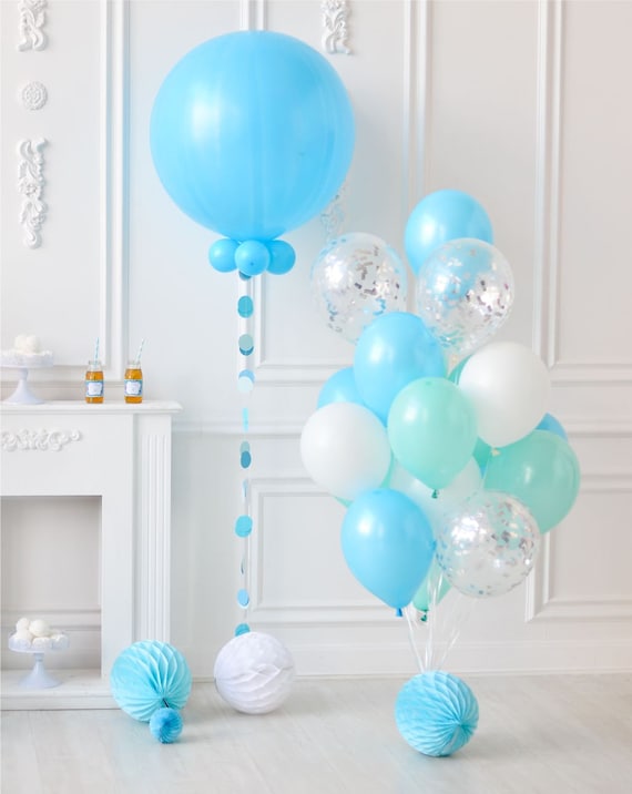 Silver Balloons Confetti Balloons Pink Balloons Pink and Silver Balloons Giant Number Balloon mixed with Confetti Balloons Giant Number