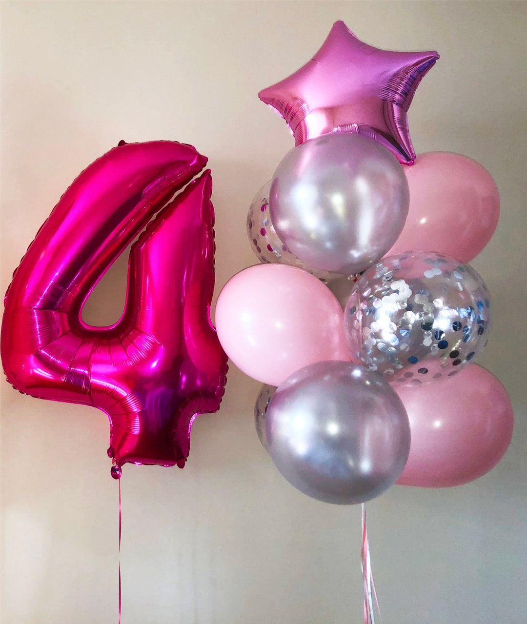 Giant Number Balloon Mixed With Confetti Balloons Pink and Etsy