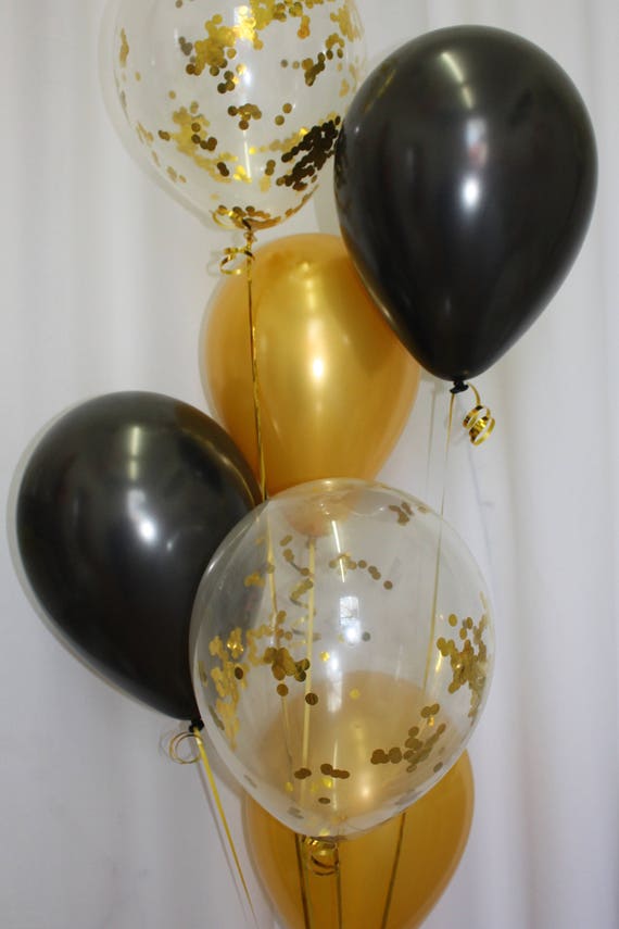 Coriandoli palloncini con oro e nero palloncini, palloncini coriandoli oro,  pacchetto palloncino, palloncini oro, Black Balloons -  Italia