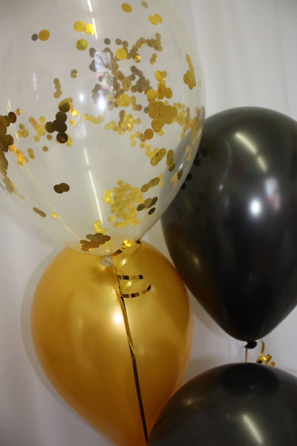 Confetti Balloons with Gold and Black balloons Gold Confetti Etsy