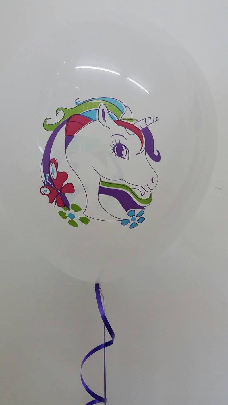 Colourful Unicorn Print on white balloon Unicorn Party Decoration Pkt of 3 balloons Unicorn Balloons Unicorns