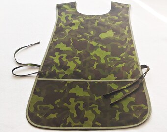 Camo Adult Cobbler Smock Apron Unisex Camouflage Military Fabric Green Camo Print Apron Art Craft Garden Kitchen Multipurpose Tabard Apron