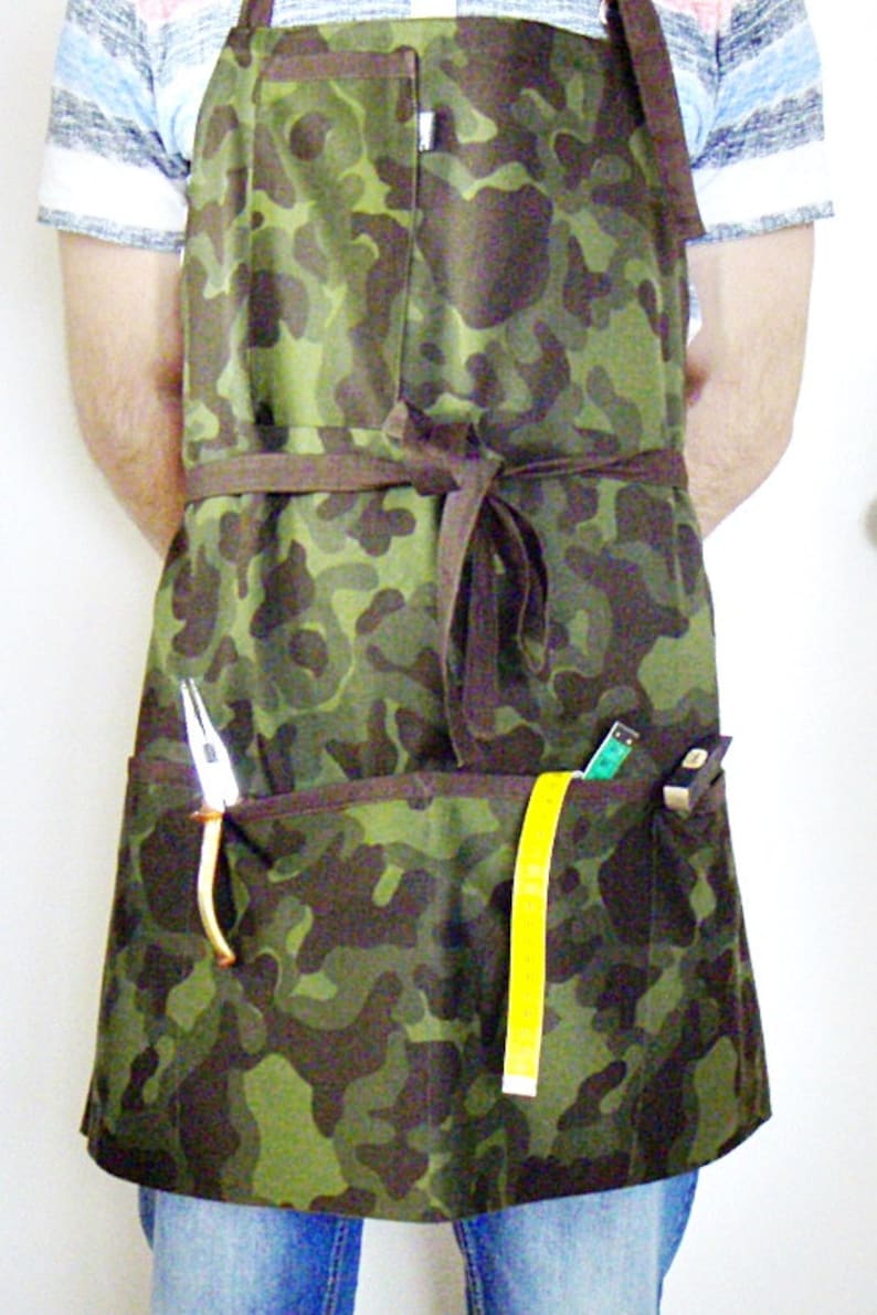 Camo Carpenters Style Apron Mens Apron Camouflage Military Etsy