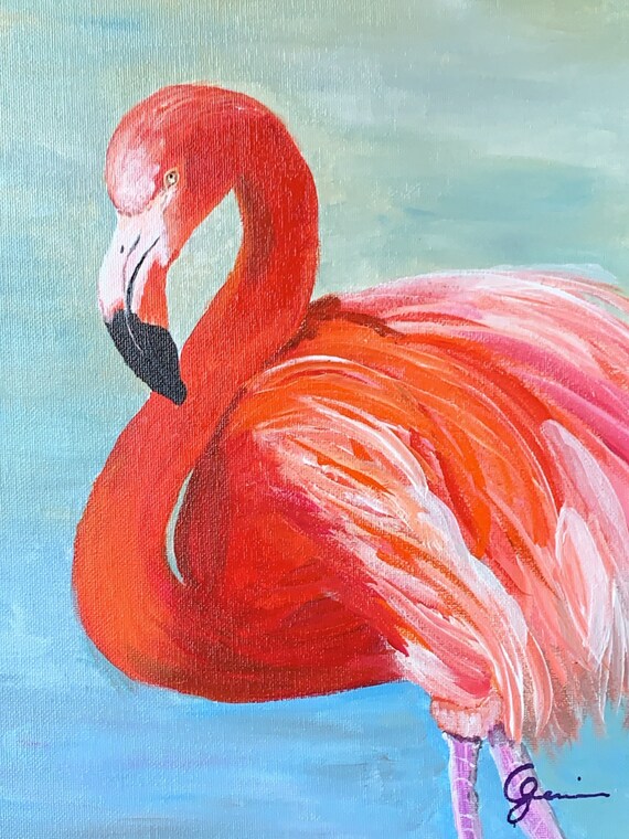Flamingo online acrylic painting