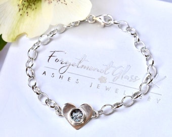 Ashes in glass heart bracelet