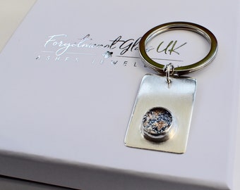 Ashes in glass silver dog tag keyring