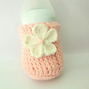 Flower baby bottle sleeve - baby bottle cover - baby bottle holder-baby essentials -  baby feeding accessory- baby shower gift - new mom