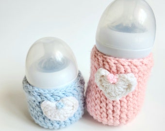 Heart baby bottle sleeve-baby bottle cover-baby bottle holder-glass baby bottle sleeve-4oz bottle cover-personalized baby gift-baby shower