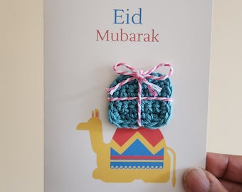 Eid Mubarak greeting card - islamic holiday crochet card - Eid Mubarak stationary - camel muslim gift - blank greeting card