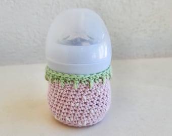 Pink strawberry baby bottle cover, baby bottle sleeve, glass baby bottle covers, avent bottle covers, dr. brown bottle covers, gift for mom
