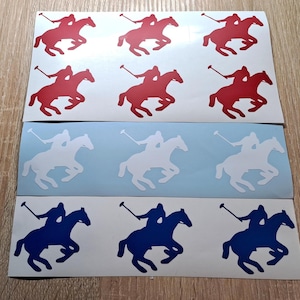 Set of 6- Polo Player Vinyl Decal, horse vinyl Sticker