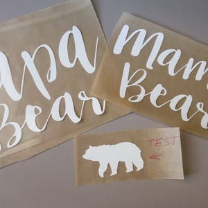 DIY iron on Bear Family decals,mama bear,papa bear