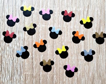 Set of 12 Minnie with Bows vinyl decal , mickey party decals , Minnie Mouse Head with Bow Stickers