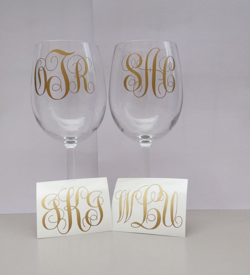 Personalized Vinyl Monogram Decal. Wine Glass Decal/yeti Decal Etsy