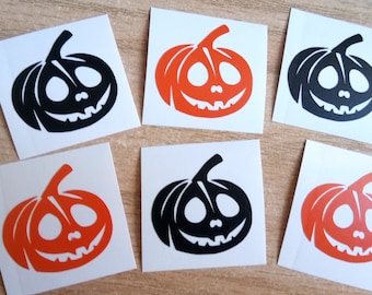 set of 6 Halloween  Pumpkins Vinyl Sticker, pumpkin decals