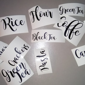 Set of 6 Custom Vinyl Kitchen Label Decal, Vinyl Name Decal, Name Decal, Tags