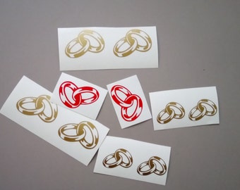 Set of 2 (3&quot; - 10&quot; )Wedding rings Decals/ DIY Decal. Wedding Decals.