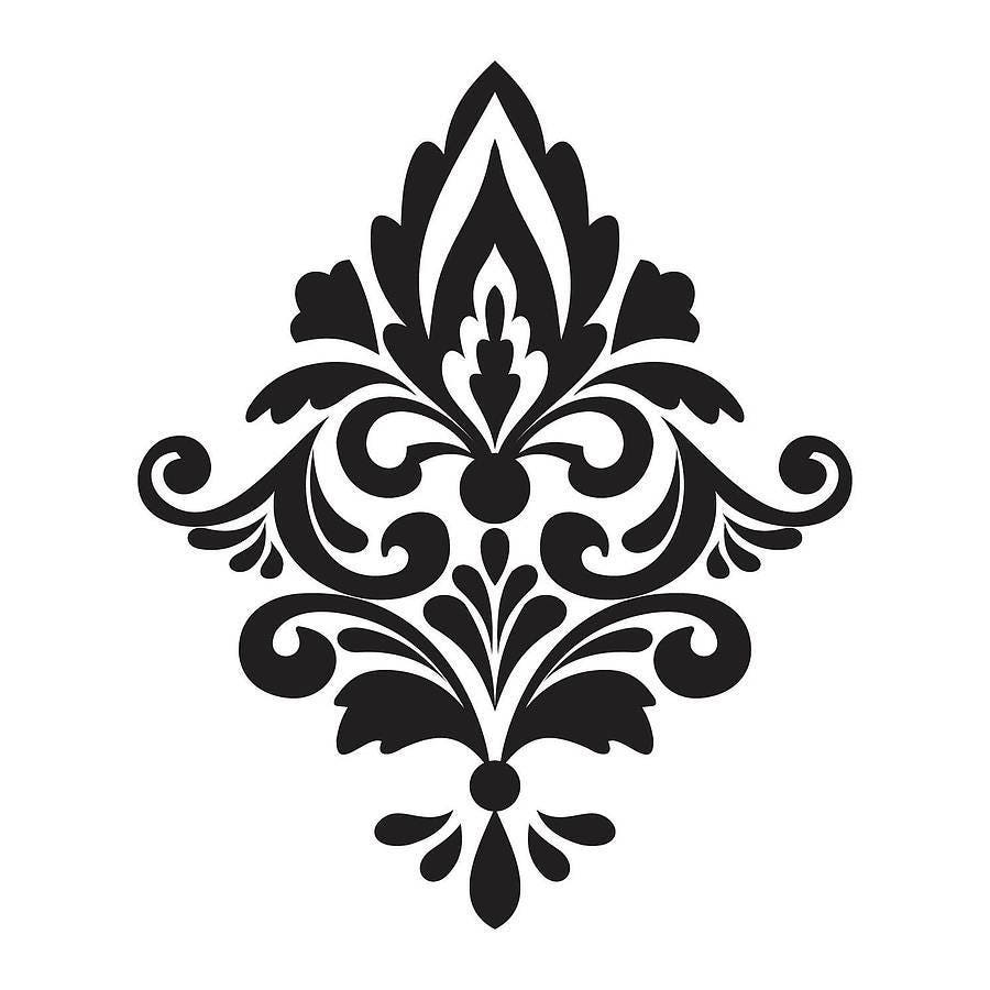 Set of 6 3 5 Damask Pattern Wall Decal Damask Wall Decals