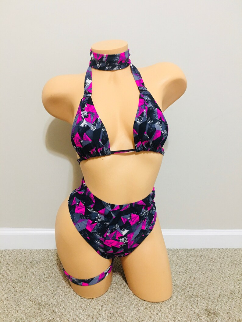 Multicolored High Waist Thong Stripper Outfits Exoticwear Exotic Dancewear Stripper Clothes