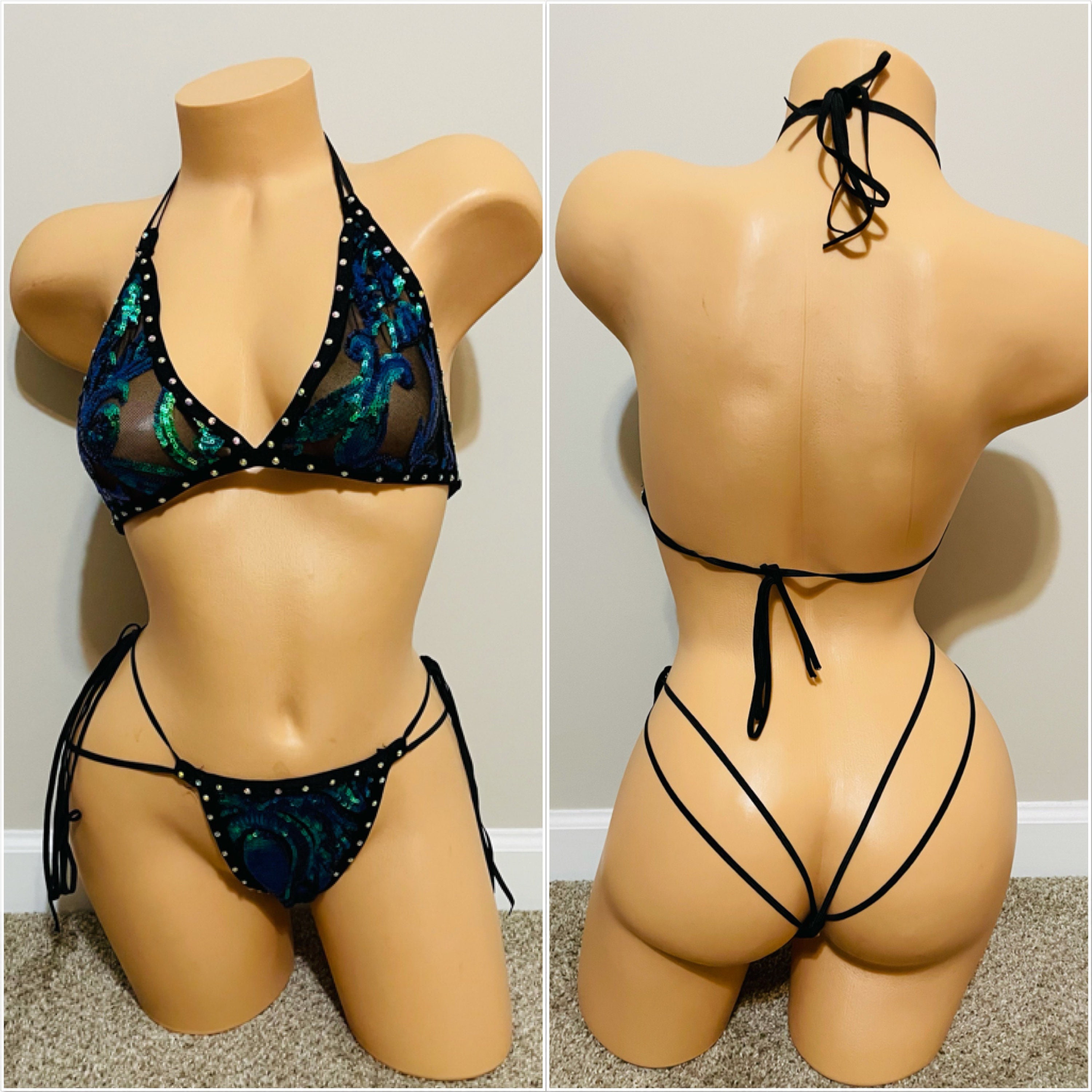 Exotic Stripper Dancewear Sequins Bikini. Exotic Dancer - Etsy