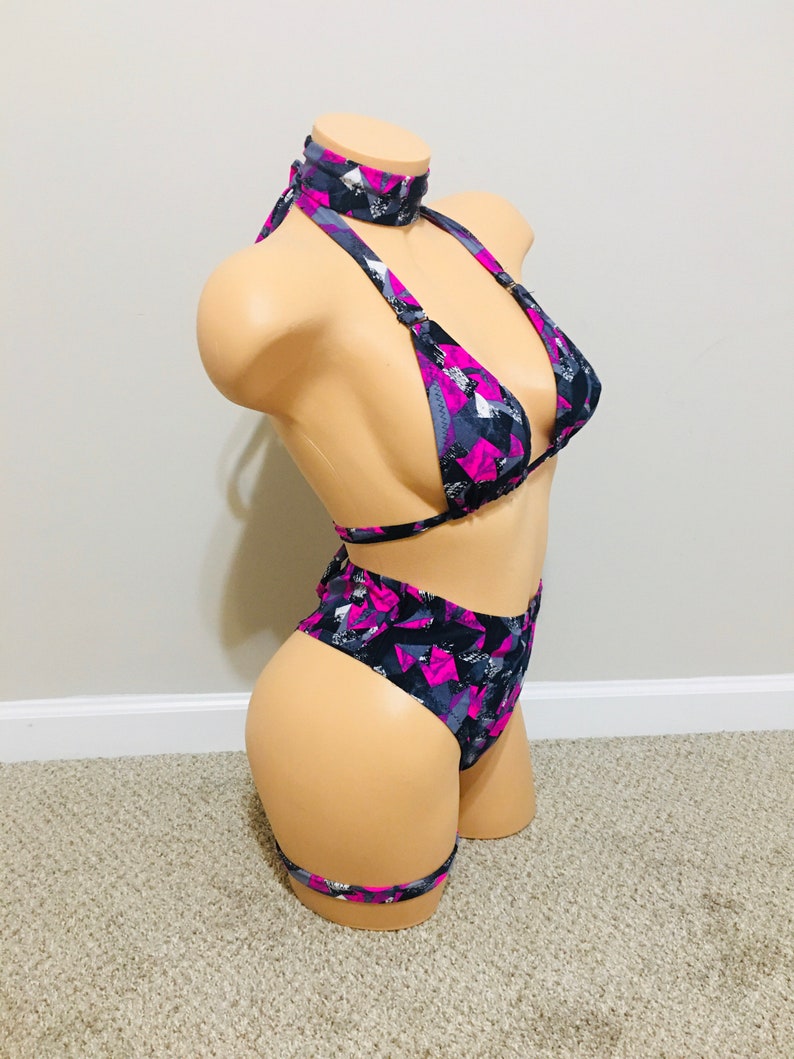 Multicolored High Waist Thong Stripper Outfits Exoticwear Exotic Dancewear Stripper Clothes