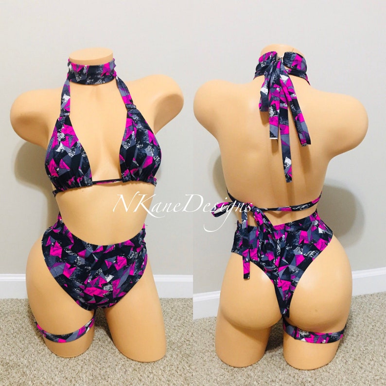 Multicolored High Waist Thong Stripper Outfits Exoticwear Exotic Dancewear Stripper Clothes