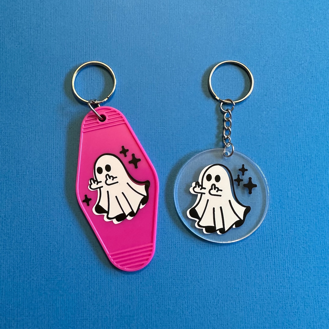 Middle Finger Ghost Keychain / Ghost Retro Keychain / Ghost Keychain / Retro Keychain