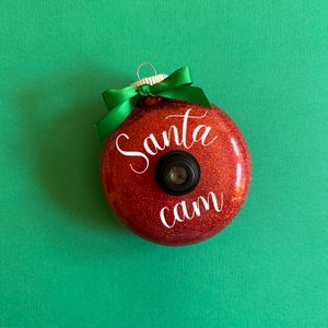 Santa Cam Ornament / Glass glitter Santa cam ornament / glitter ornament / custom santa cam / personalized santa camera / santa camera