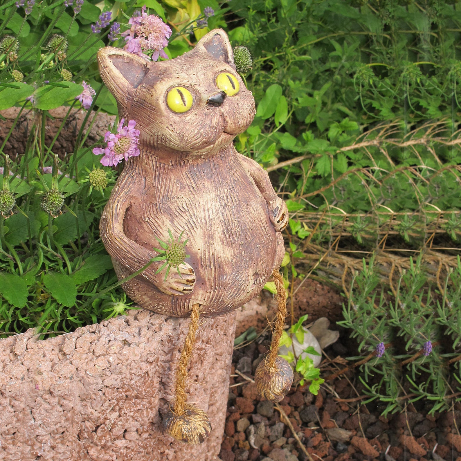 Garden sculpture ceramic cat unique 28 stool edge Etsy