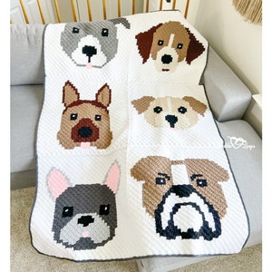 Dog Blanket Crochet Pattern Crochet Dog Blanket Pattern Crochet Dogs c2c Crochet Dog Squares Crochet Dog blanket Dog Patterns image 1