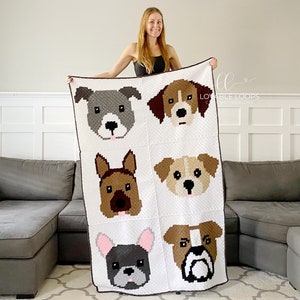 Dog Blanket Crochet Pattern Crochet Dog Blanket Pattern Crochet Dogs c2c Crochet Dog Squares Crochet Dog blanket Dog Patterns image 2