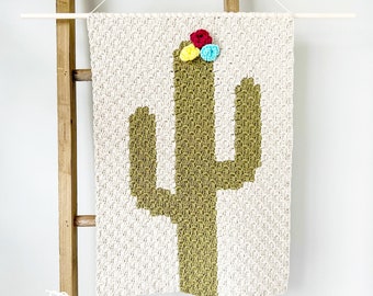 Cactus Crochet Wall Hanging Pattern | corner to corner (c2c) Cactus Pattern | Crochet Graph Cactus | Crochet Wall Art | Cactus Wall Hanging