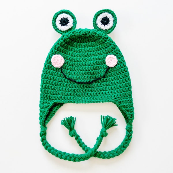 3 tailles de chapeau de grenouille au crochet UNIQUEMENT | Modèle de chapeau de grenouille au crochet | Toddler, Child & Adult Tailles Frog Beanie Hat Crochet Pattern