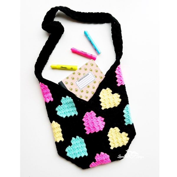 Neon Hearts Crochet Bag Pattern | Crochet Tote Bag Pattern | Summer Tote Bag Pattern | Beach Bag crochet pattern | Pool Bag crochet pattern