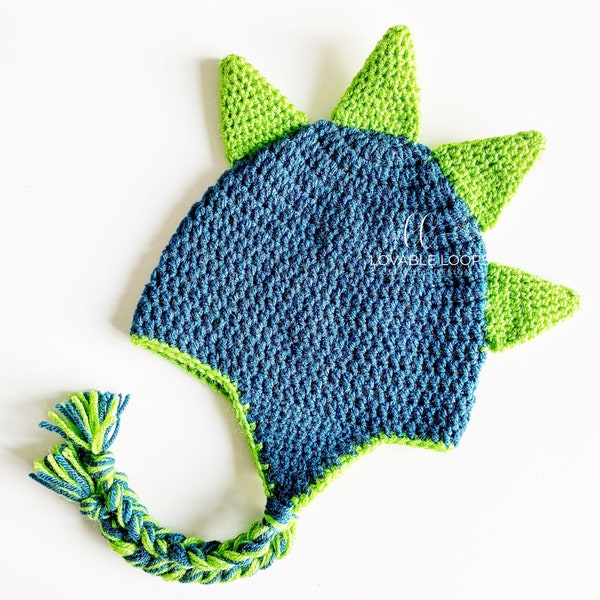 3 Sizes Dinosaur Spike Hat Crochet Pattern ONLY | Crochet Dino Hat Pattern | Toddler, Child & Adult Sizes Dinosaur Beanie Crochet Pattern