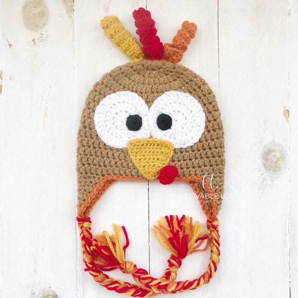 All sizes Turkey Hat Crochet Pattern | Baby, Toddler, Child & Adult Turkey Hat Crochet Pattern | Fall Thanksgiving Crochet Hat Pattern