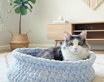 Cozy Crochet Cat Bed Pattern • Plush Kitty Pod (PDF Pattern)
