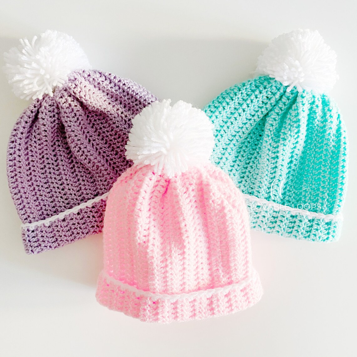 3 Sizes Easy Peasy Beanie Crochet Pattern Worked Flat Etsy